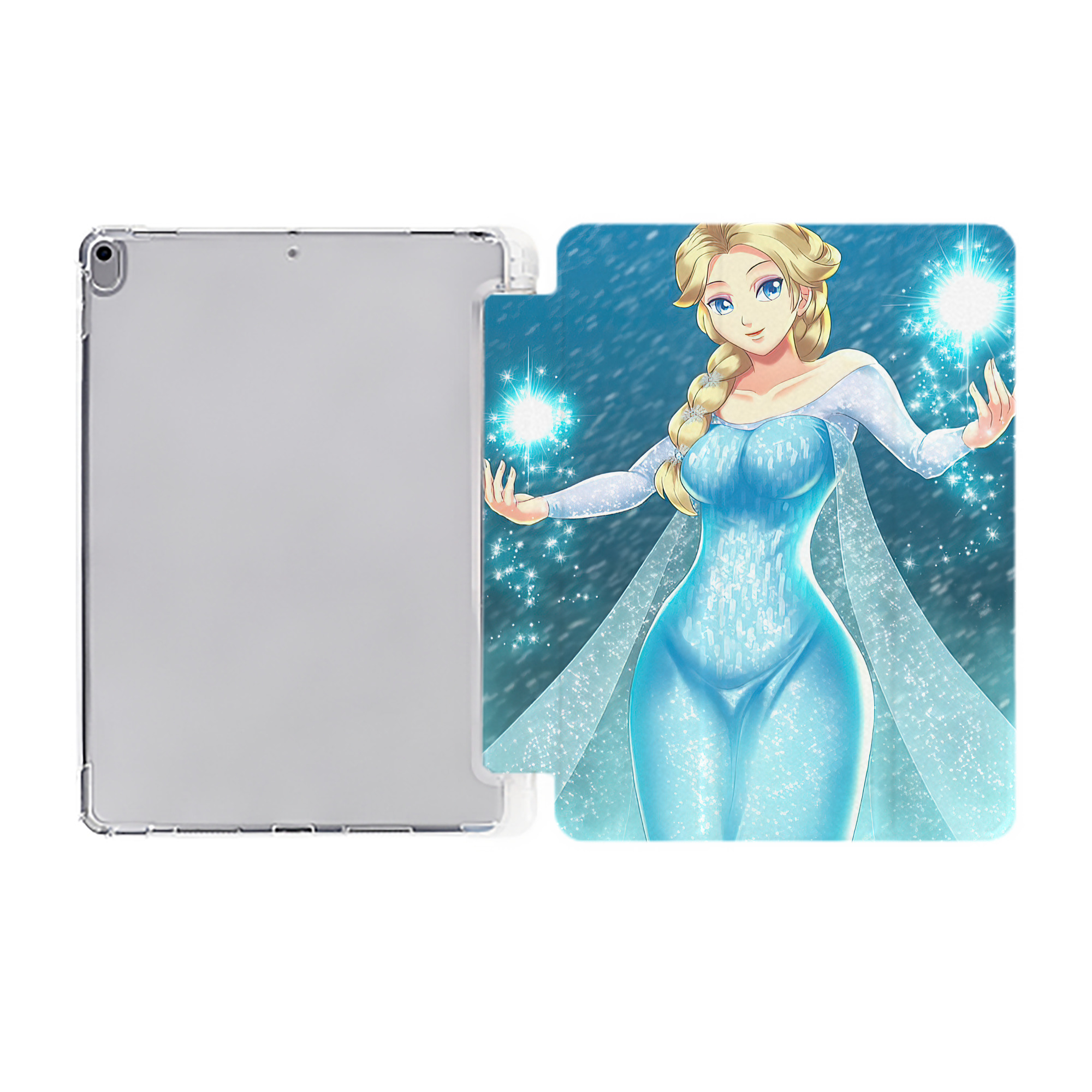 （画像用） アナと雪の女王 アンナ エルサ Frozen Anna Elsa IPad ケース ペン収納付き 三つ折りスタンド PUレザー×シリコン 対応機種9.5/10.5/10.9インチ